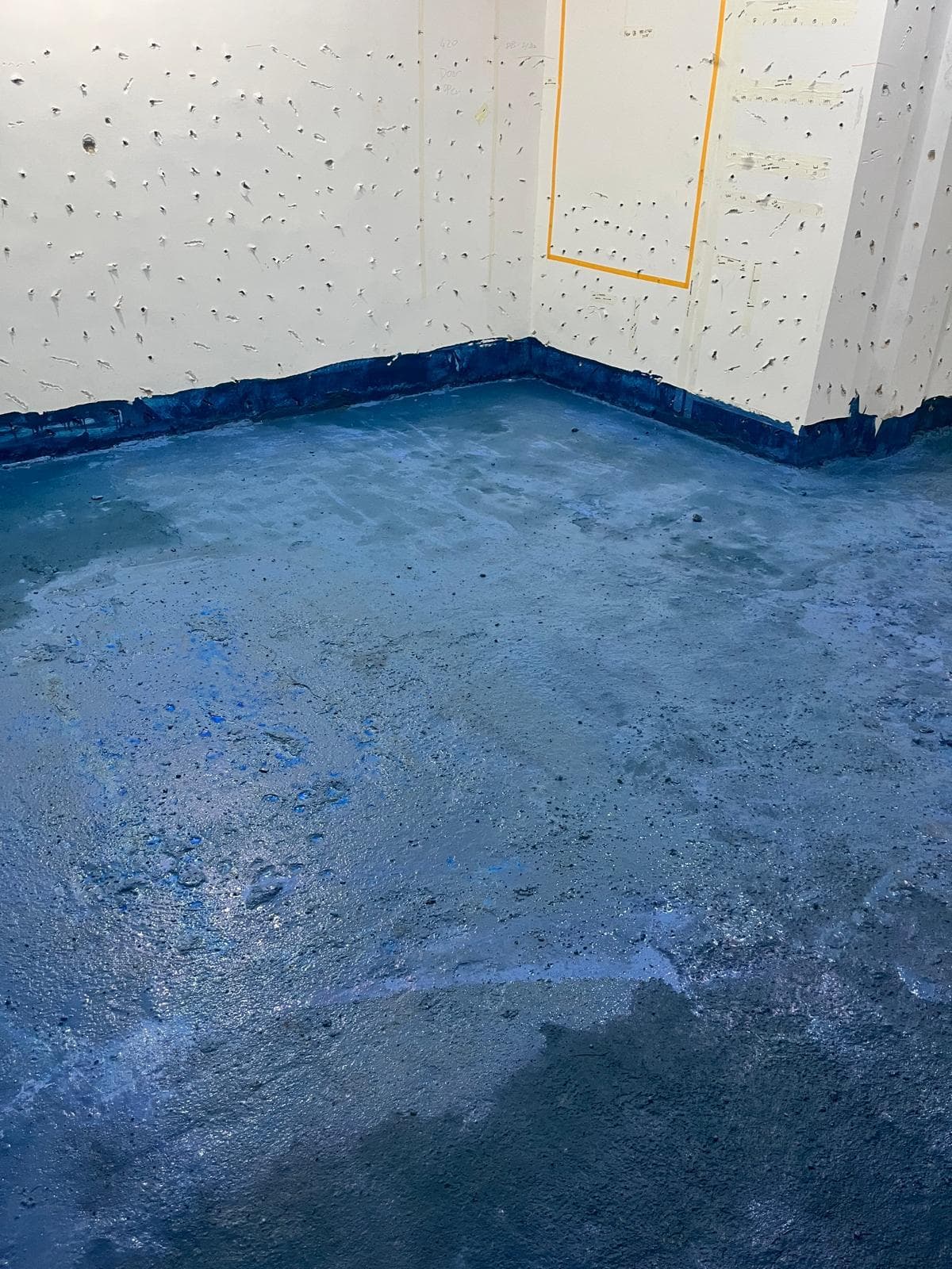 Waterproofing detail across the LIORA restaurant floor during construction