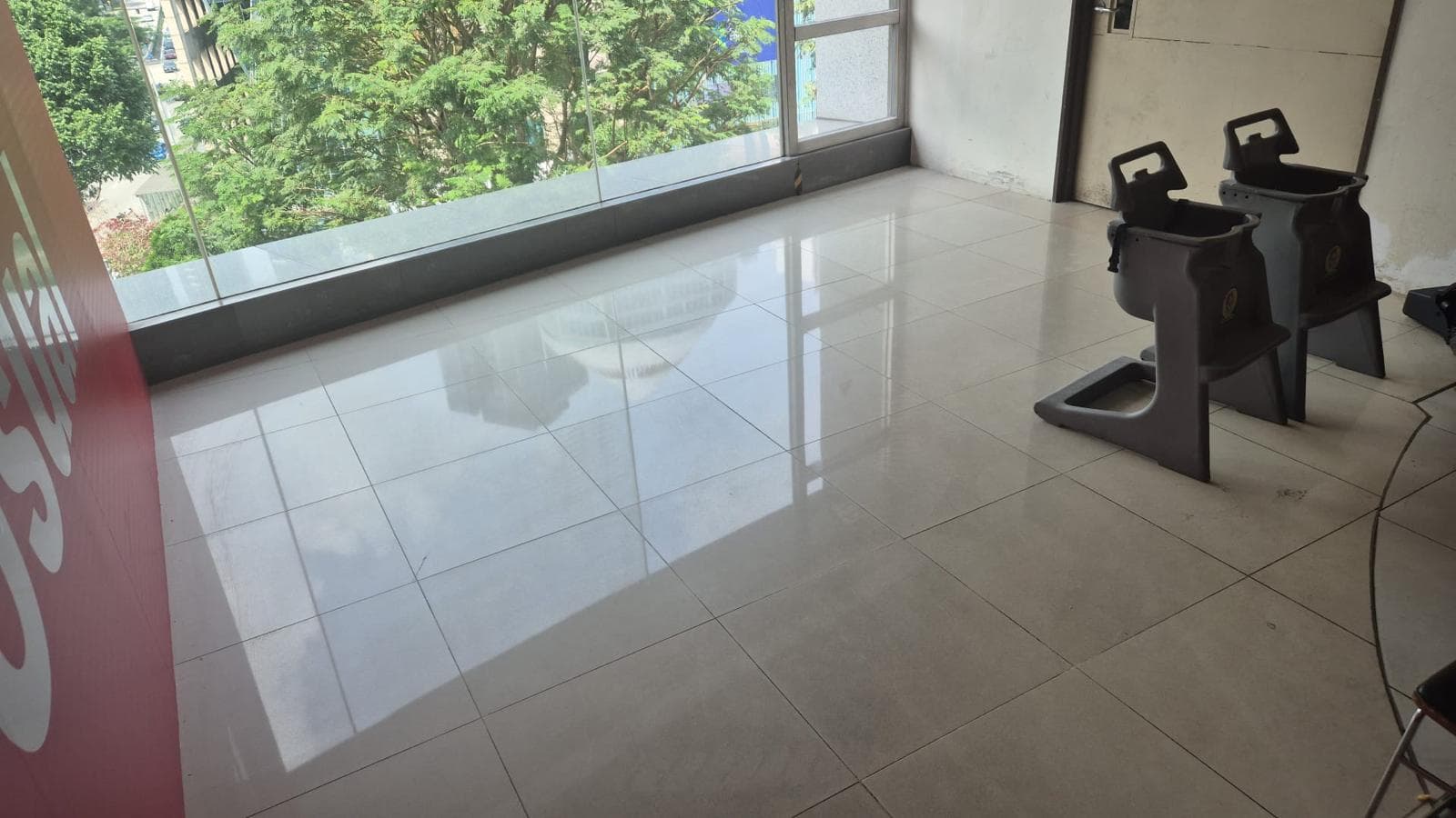 Tiled floor beside the Shaw Lido windows